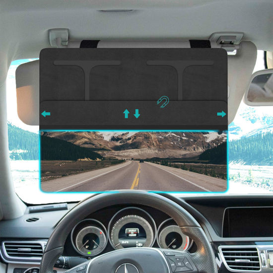 Picture of NAZZO Car Visor Extender Sun Blocker, Polarized Sunvisor Extension with Removable Magnetic PC Lens, Anti Glare Car Visor Extended for Safe Driving, Universal for SUV, Family Automotive, Black