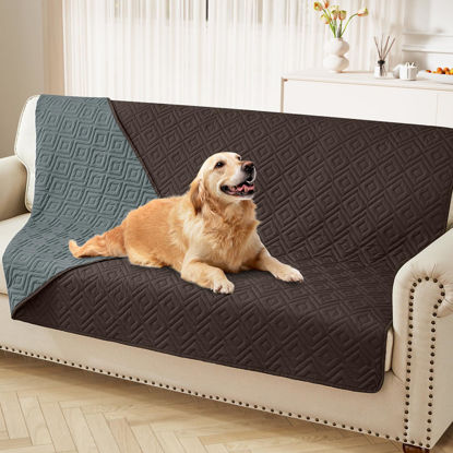 Picture of hyha Waterproof Dog Blanket, Soft Dog Bed Cover Pet Blankets, Waterproof Sofa Couch Cover for Dogs Washable, Reversible Pet Couch Covers for Sofa Furniture (52x82 Inch, Chocolate/Dark Grey)
