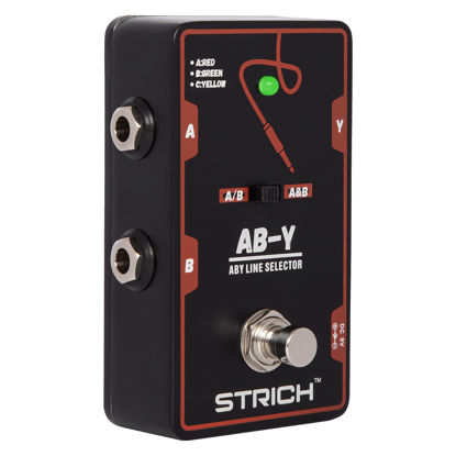 Picture of STRICH Dual Channel ABY Guitar Pedal, Electric Guitar Box Line Selector, Versatile AB Switch, True Bypass for Electric Guitar, Dark Black and Red