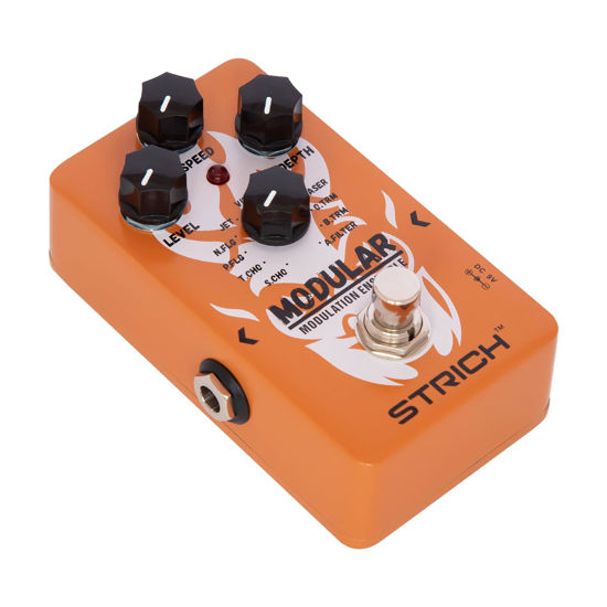 Picture of STRICH MODULAR 11-Mode Modulation Guitar Effect Pedal with Chorus, Phaser, Tremolo, Flanger, Vibrato, Auto Filter for Electric Guitar, True Bypass, Orange