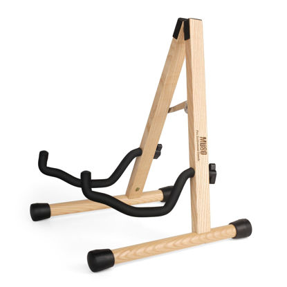 Picture of MUSO Natural Wood Guitar Stand, A-Frame Folding Holder, Easy Assembly and Portable, For Guitar,Bass,Ukulele,Banjo,Cello,Mandolin,Durable and Solid (Ashtree)