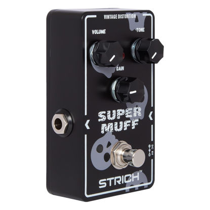 Picture of STRICH Distortion Guitar Pedal, Morpher Distortion, Super Muff Analog, Tight, Classic Crunch 80s Metal, True Bypass for Electric Guitar, White and Black