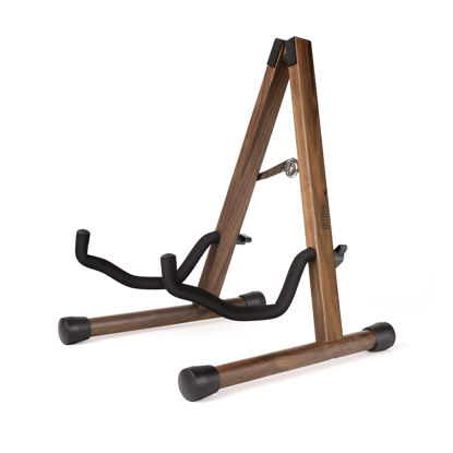 Picture of MUSO Nutral Wood Guitar Stand, A-Frame Folding, Easy Assembly and Portable, For Guitar,Bass,Ukulele,Banjo,Cello,Mandolin,Durable and Solid Holder (America Black Walnut)