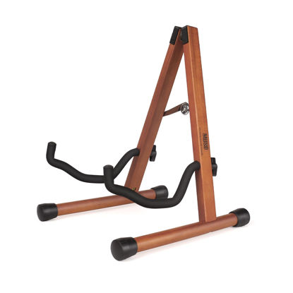 Picture of MUSO Natural Wood Guitar Stand, A-Frame Folding Holder, Easy Assembly and Portable, For Guitar,Bass,Ukulele,Banjo,Cello,Mandolin,Durable and Solid (Rosewood)