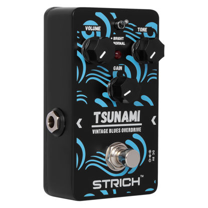 Picture of STRICH TSUNAMI Overdrive Guitar Pedal, Blues Drive Vintage Overdrive Warm/Hot Modes, True Bypass for Electric Guitar, Black