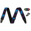 Picture of Fender Neon Monogrammed 2-Inch Guitar Strap - Blue and Purple Bundle with Strap Blocks and Picks