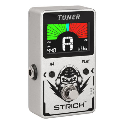 Picture of STRICH Tuner Pedal, Silver, Compact with Large Color Screen - Precision Chromatic Drop Tuning, 430-450Hz A4, True Bypass for Electric Guitar & Bass