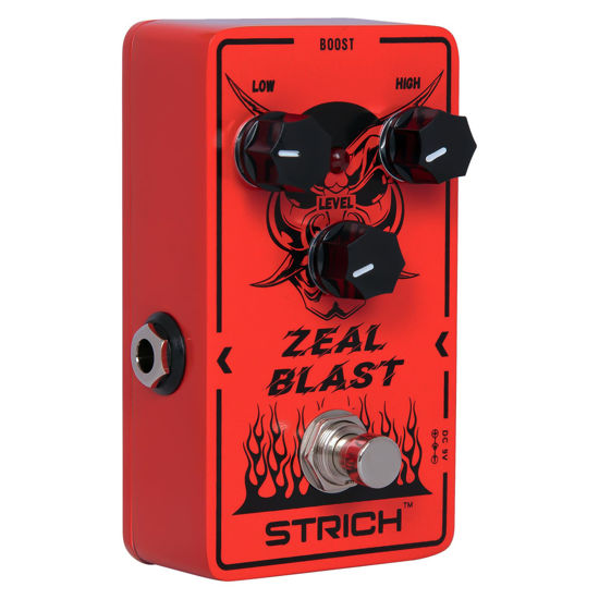 Picture of STRICH ZEAL BLAST Boost Guitar Pedal, Enhance Your Guitar Bass Sound with 2-Band Low/High Adjustment, True Bypass for Electric Guitar, Red and Black