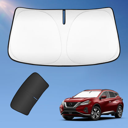 Picture of Sun Shade Sunshade for Nissan Murano 2015-2024 Windshield Cover, 2-Layers Sun Shield 240T Silver Coating Sun Visor Foldable Window Shade Blocks UV Rays Car Accessories