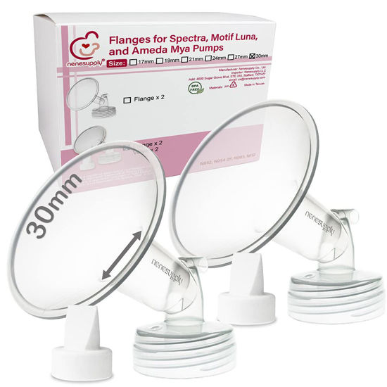 Picture of Nenesupply 30mm Flange and Duckbil Valves Compatible with Spectra S1 Spectra S2 Breastpump Replacement to Spectra Pump Parts and Spectra Flange Replace Spectra Duckbill Valves and Spectra Accessories