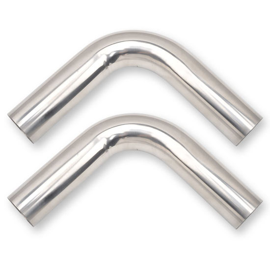 Picture of FGJQEFG 3 Inch 90 Degree DIY Custom Mandrel Exhaust Pipe Tube Pipe, T304 Stainless Steel, Universal Fit, 15.74 Inch End to End Length, 3'' OD Mandrel Bend Pipe 2PCS