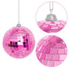Picture of 2 Pieces Disco Mirror Balls Hanging Ball for 50s 60s 70s Disco DJ Light Effect Party Home Decoration Stage Props School Festivals Party Favors and Supplies 4 Inch (4inch, Pink)