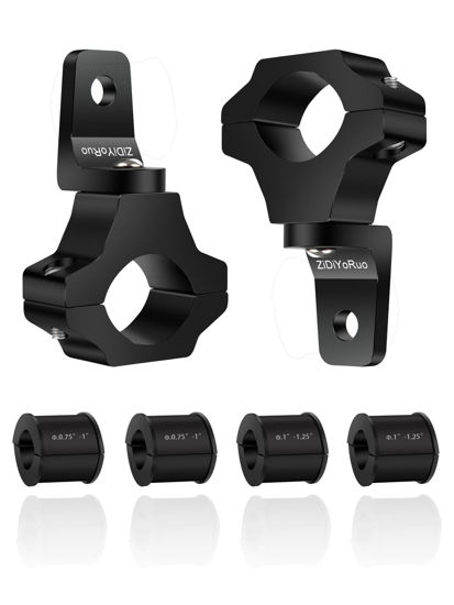 Picture of ZIDIYORUO Light Bar Mount for ATV- 360° Solid Aluminum Alloy Bracket for Fog LED and Driving Lights. Fits 0.75"-1.5" Bars, Set of 2pcs, ATV Motorcycle Light Bar Mount Bracket Tube Clamp