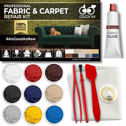 Picture of Coconix Fabric and Carpet Repair Kit - Repairer of Your Car Seat, Couch, Furniture, Upholstery or Jacket - Fixes Cigarette Burn Holes, Tear or Rips. Super Easy Instructions to Match Any Color, Pattern