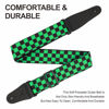 Picture of Nefelibata Guitar Strap,Personalised Cotton Double Layer Cotton Guitar Straps with Longer Leather Ends for Bass, Electric & Acoustic, Best Gifts for Kids, Men & Women Guitarists (Green Square)