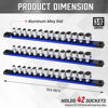 Picture of ALOANES 3-Piece Magnetic Socket Organizer, Heavy Duty Aluminum Socket Rails Organizer, 360° Swivel Clips Socket Holder Kit for Tool Box, 3/8-Inch Socket Holder x 42 Clips (Blue)