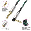 Picture of Augioth Guitar Cable 15 ft 2 Pack, Electric Instrument Bass Cable AMP Cord 1/4 Straight to Angled Black and Blue Braided