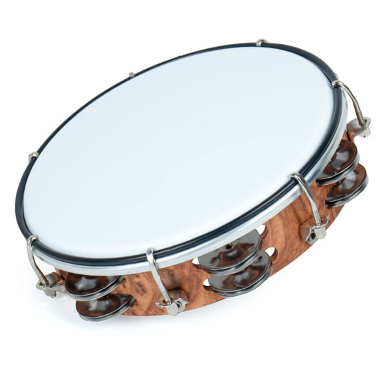 Picture of MUSCELL Tambourine for Adults,Hand Held Plastic Tambourines Drum Double Row Metal Jingles Musical Instrument-8"