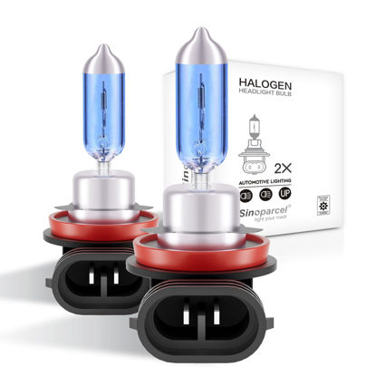 Picture of Sinoaprcel H11 Halogen Low Beam Headlight or Fog Light Bulb,270% Brighter 5000K White Replacement for Standard 55W Bulb,Pack of 2