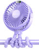 Picture of SWEETFULL Portable Stroller Fan with LED Display 4000mAh Battery Powered Mini Clip Fan, 4-Speed Rechargeable Small Personal Fan Handheld Desk Cooling Fan for Car Seat Crib Treadmill Travel-Purple