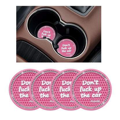 Picture of Ziciner 4 Pack Bling Car Cup Holder Coaster, 2.75 Inch Anti-Slip Auto Insert Cup Coaster, Crystal Car Drink Cup Mat Perfect for Women Girls, Universal Interior Decor Accessories (Pink)