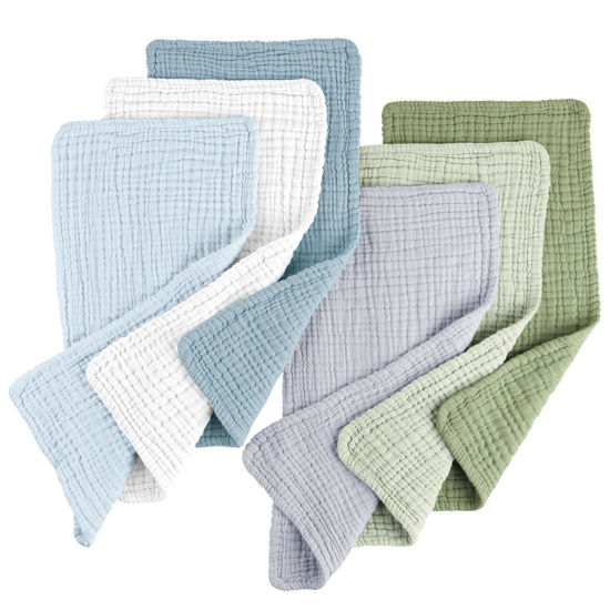 Picture of Konssy Muslin Baby Burp Cloths Sets for Unisex- 6 Pack Large 100% Cotton Burping Clothes for Newborn，Baby Girls and Boys