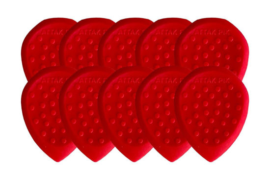 Picture of Acoustik Attak STEALTH III XL Structured Guitar Pick - Large Beveled Guitar Pick, Unique Tone, No-Slip Grip (10 Pack, Crimson)