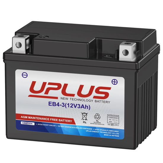 Picture of UPLUS YTX4L-BS Motorcycle Battery, EB4-3 12V 3Ah SLA Batteries Maintenance Free Scooter ATV AGM Battery, Replacement for YT4L-BS, AGM12-4, LTX4L-BS, NTX4L-BS, CTX4L-BS, GTX4L-BS, FTX4L-BS