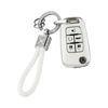 Picture of PIFOOG Key Fob Cover for Chevy 5 Button Keys Case Shell Protector TPU Soft Bling Car Keychain Accessories Fit for Equinox Cruze Malibu Camaro Sonic Trax Cute Girly Women White Silver