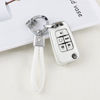 Picture of PIFOOG Key Fob Cover for Chevy 5 Button Keys Case Shell Protector TPU Soft Bling Car Keychain Accessories Fit for Equinox Cruze Malibu Camaro Sonic Trax Cute Girly Women White Silver
