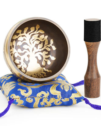 Picture of Hihealer Tibetan Singing Bowls, Meditation Sound Bowls Handcrafted in Nepal for Yoga, Chakra Healing, Mindfulness Self Care Spiritual Gifts for Women and Men (4" tree-of-life)