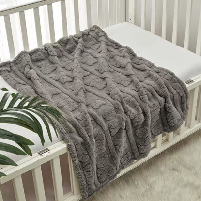 Picture of CREVENT 30"X40" Cozy Soft Warm Sherpa Baby Blanket for Girls Boys, Newborn Essentials for Infant, Baby Shower Receiving Gift - Tan Bear 75X100cm