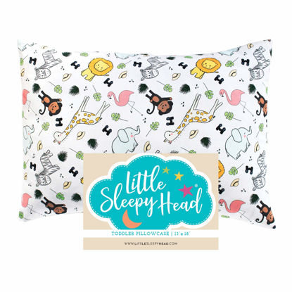 Picture of Little Sleepy Head Toddler Pillowcase, 100% Cotton & Hypoallergenic Pillow Case for Toddler Pillow, Snug Fit Envelope Pillowcase, 13x18 Pillowcase, Pilllow Sold Separately (Safari)