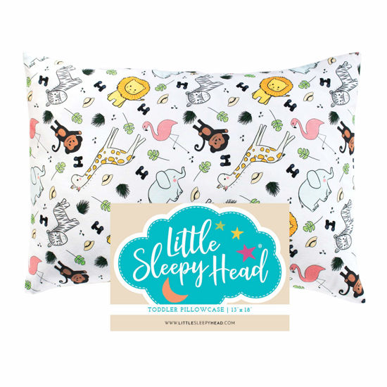 Picture of Little Sleepy Head Toddler Pillowcase, 100% Cotton & Hypoallergenic Pillow Case for Toddler Pillow, Snug Fit Envelope Pillowcase, 13x18 Pillowcase, Pilllow Sold Separately (Safari)