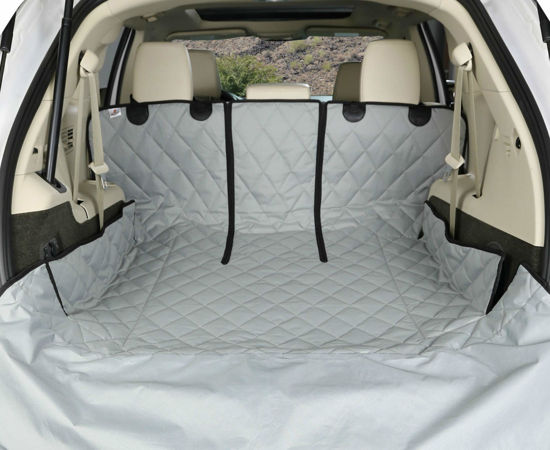 Picture of 4Knines SUV Cargo Liner for Fold Down Seats - 60/40 Split and Armrest Pass-Through Compatible - USA Based Company (Large, Grey)