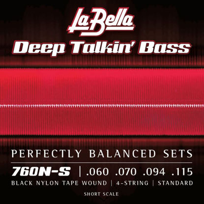 Picture of La Bella 760N-S Deep Talkin' Bass Black Nylon Tape Wound- Standard Short Scale Bass Guitar Strings