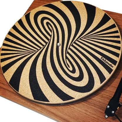 Picture of TazStudio Premium slipmat - Cork Turntable Mat for Better Sound Support on Vinyl LP Record Player - Cork mat Original Geometric Design Psychedelic Geometric Spiral Art [4mm Thickness]-m7