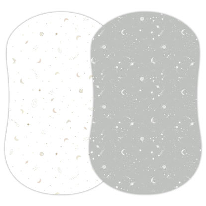 Picture of Sorrel + Fern 2-Pack Fitted Bassinet Sheets (Galaxy, Moon and Stars) - Buttery Soft Cotton Blend for Standard Bassinet