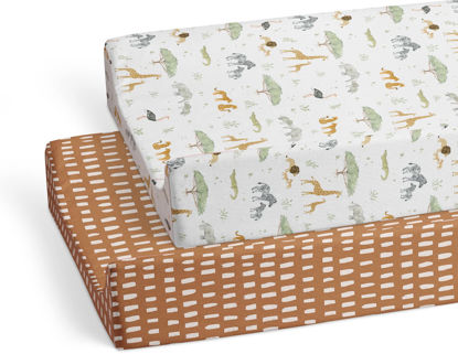 Picture of Sorrel + Fern Changing Pad Cover 2-Pack (Safari Adventures) - Premium Fitted Sheets - Buttery Soft Cotton Blend