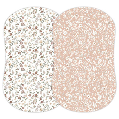 Picture of Sorrel + Fern 2-Pack Fitted Bassinet Sheets (Fleurette) - Buttery Soft Cotton Blend for Standard Bassinet