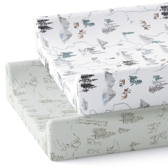 Picture of Sorrel + Fern Changing Pad Cover 2-Pack (Arctic Journey) - Premium Fitted Sheets - Buttery Soft Cotton Blend
