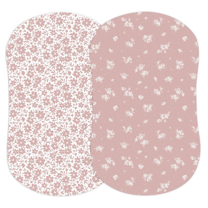 Picture of Sorrel + Fern 2-Pack Fitted Bassinet Sheets (Antique Rose) - Buttery Soft Cotton Blend for Standard Bassinet