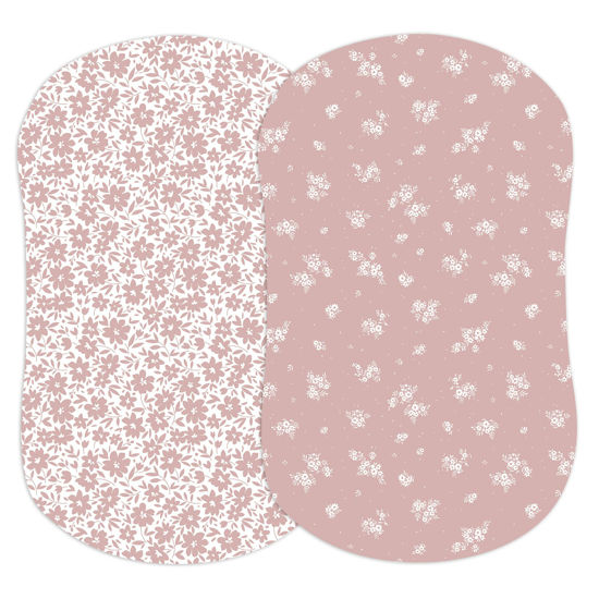 Picture of Sorrel + Fern 2-Pack Fitted Bassinet Sheets (Antique Rose) - Buttery Soft Cotton Blend for Standard Bassinet