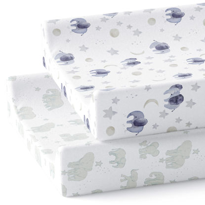 Picture of Sorrel + Fern Changing Pad Cover 2-Pack (Watercolor Elephant) - Premium Fitted Sheets - Buttery Soft Cotton Blend