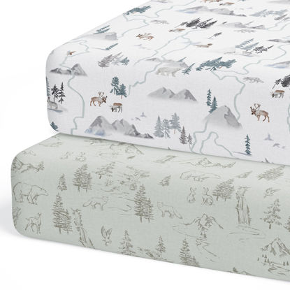 Picture of Sorrel + Fern 2-Pack Fitted Crib Sheets for Standard Crib (Arctic Journey) - Premium Fitted Sheets - Buttery Soft Cotton Blend