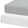 Picture of Sorrel + Fern 2-Pack Crib Sheet for Standard Crib Mattress (Galaxy, Moon and Stars) - Premium Fitted Sheets - Buttery Soft Cotton Blend