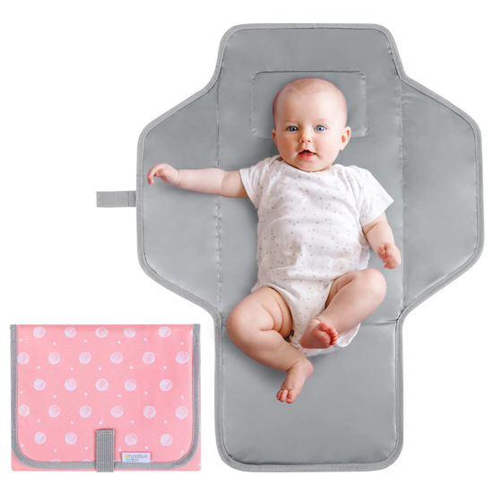 Picture of Portable Changing Pad for Baby, Compact Waterproof Diaper Mat with Built-in Cushion, Pink