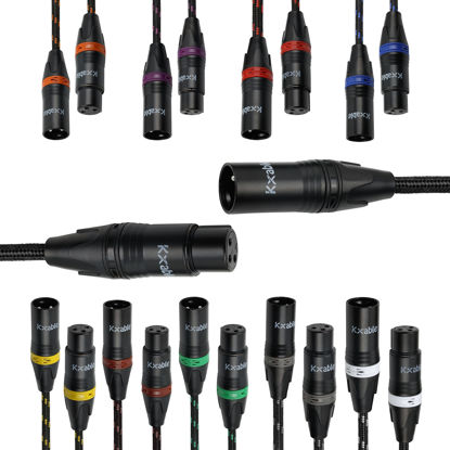 Picture of XLR Microphone Cable 6 Feet (10 Pack, Multi Colored), 3 Pin Shielded Balanced Male to Female Mic Patch Cord, Nylon Braided, Zinc Alloy Shells, OFC, for Amplifier, Speaker, Mixer with 10 Cable Ties