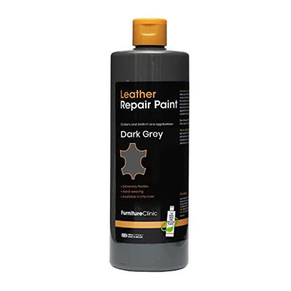 Picture of Furniture Clinic Leather Repair Paint | 2-in-1 Seal and Color | Use on Scratches, Tears, and Holes in Car Seats, Furniture | Quick and Easy Leather Repair Kit for Furniture (Dark Grey, 500ml/17oz)