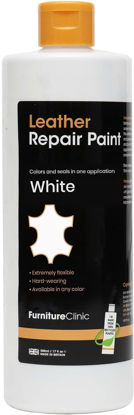 Picture of Furniture Clinic Leather Repair Paint | 2-in-1 Seal and Color | Use on Scratches, Tears, and Holes in Car Seats, Furniture | Quick and Easy Leather Repair Kit for Furniture (White, 500ml/17oz)